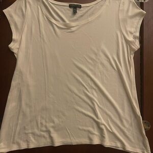 Eileen Fisher Cream Cap Sleeve Silk Shirt